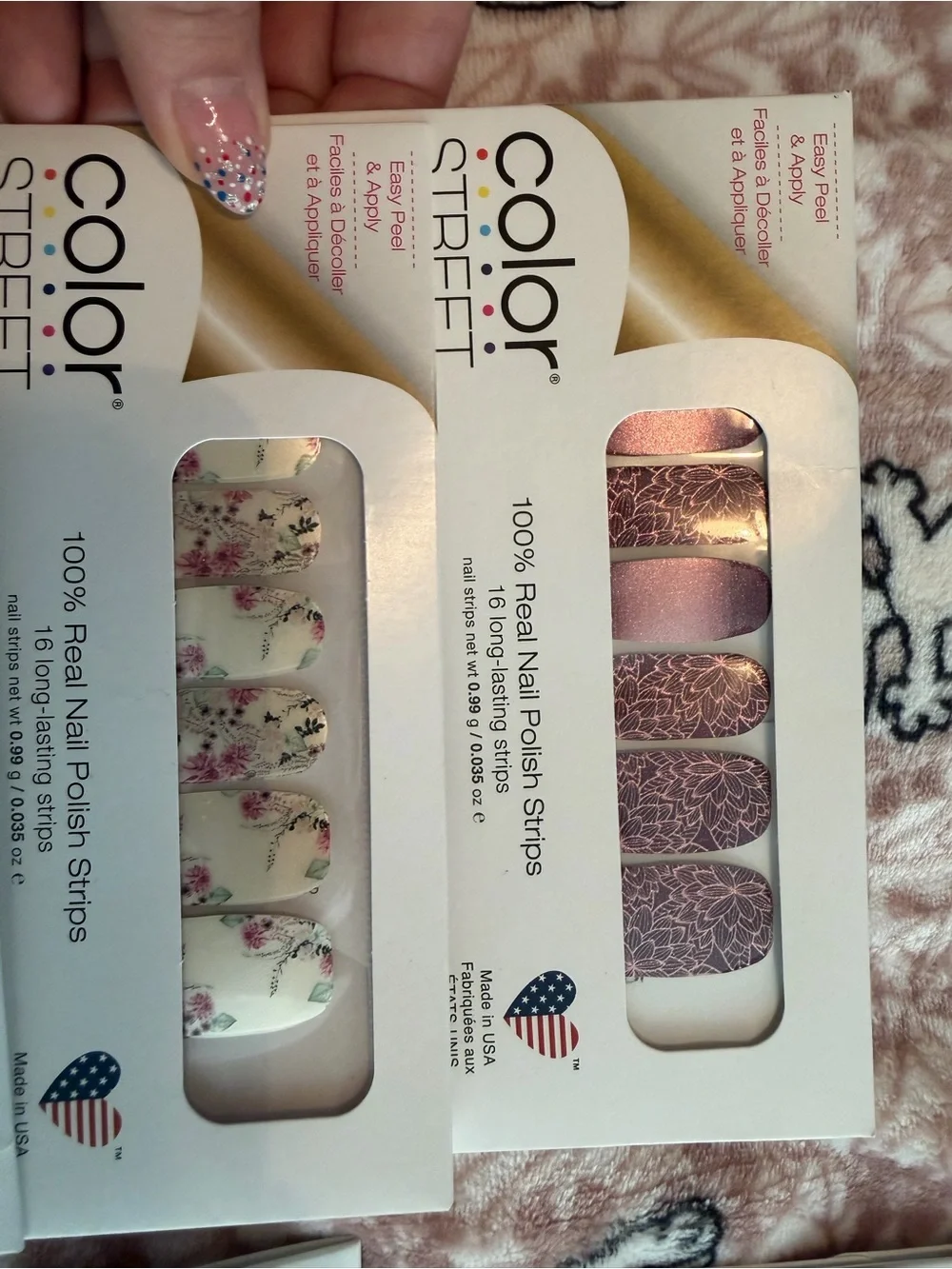 Color Street Glitter Pink, Teal & Black Nail Polish Strips